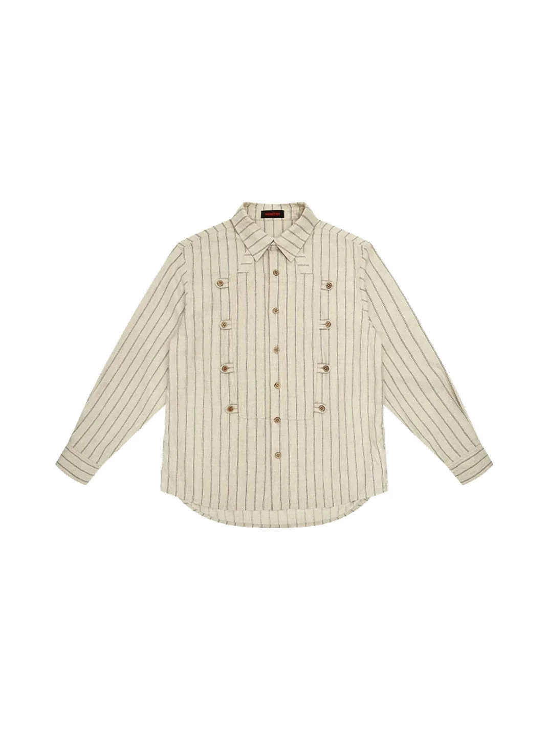 EMOBROTHER | Deconstructed Napoleon Stand Collar Striped Shirt