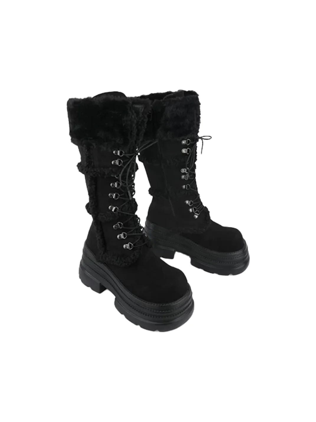 Puppet show | Plush Trim Lace-Up Platform Boots