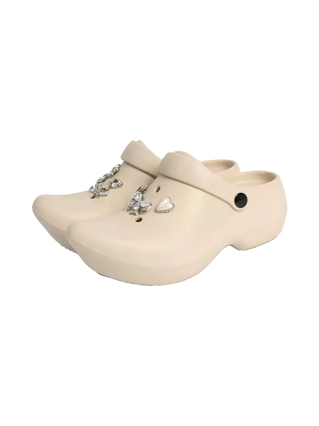ZHUDAGE | Pointed Rhinestone Platform Clog Slippers