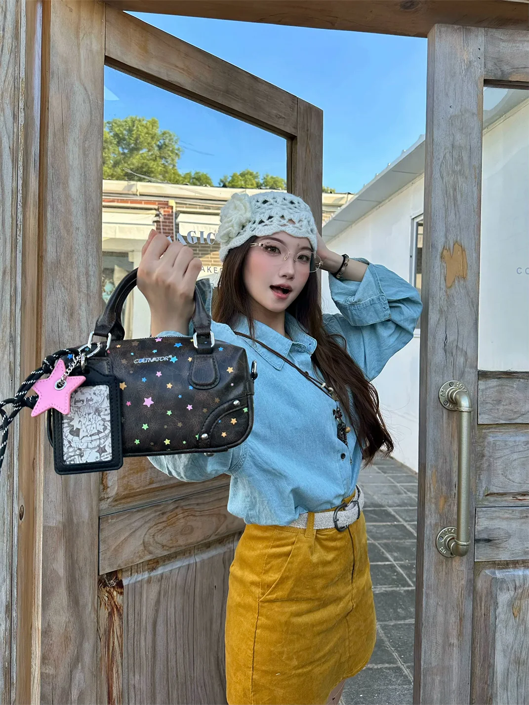 CULTIVATOR | Star Print Mini Boston Crossbody Bag