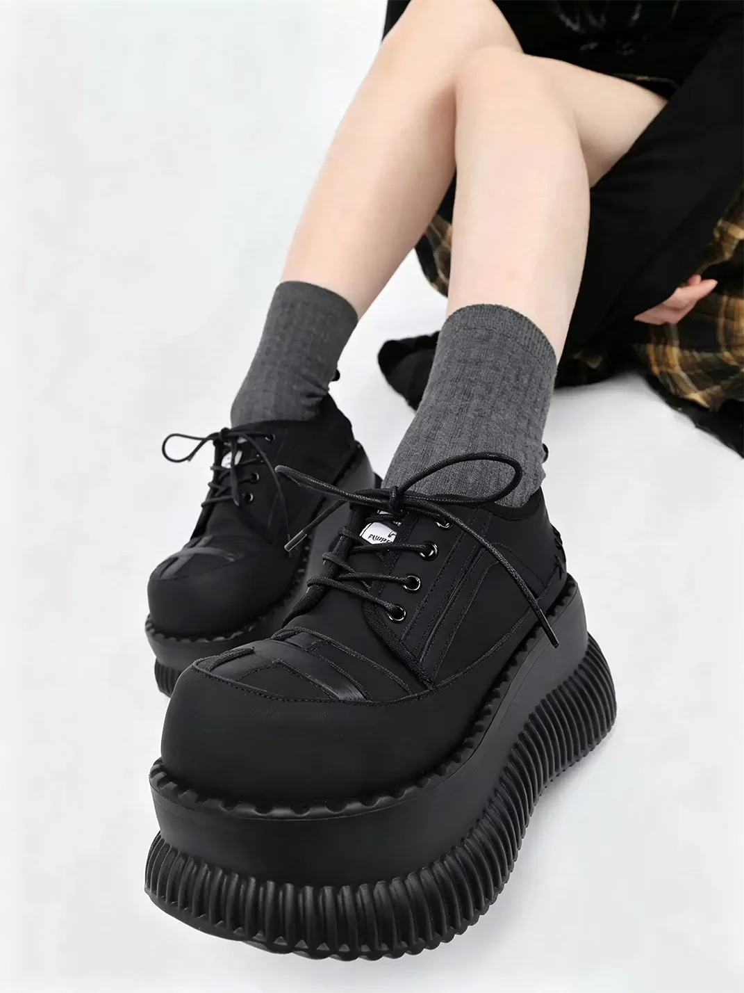 Puppet show | Cross Detail Platform Lace-Up Shoes