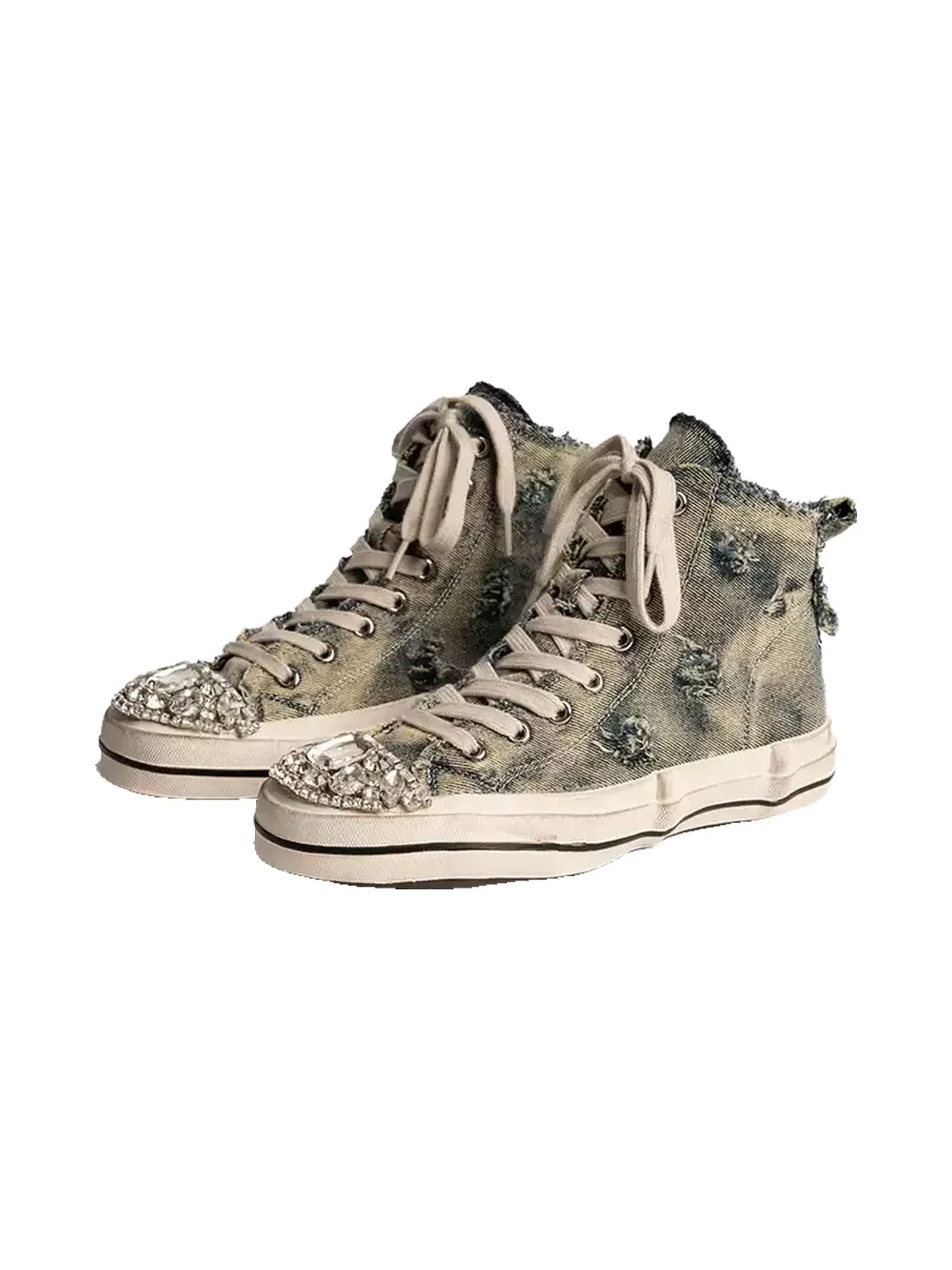 ZHUDAGE | Washed Canvas High-Top Lace-Up Sneakers