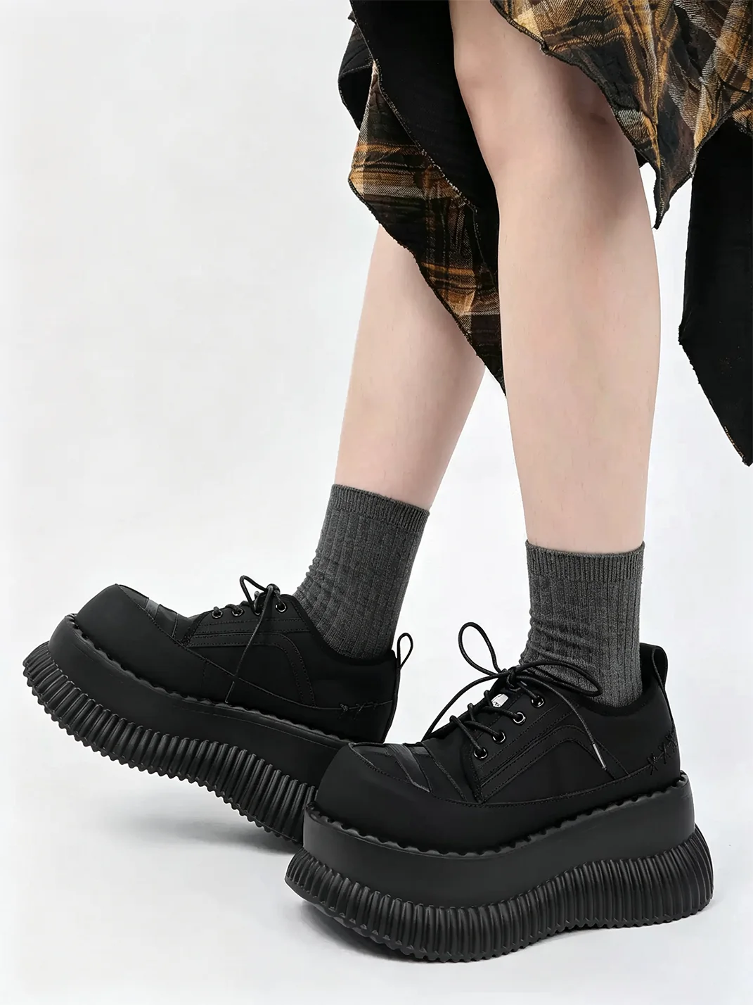 Puppet show | Cross Detail Platform Lace-Up Shoes