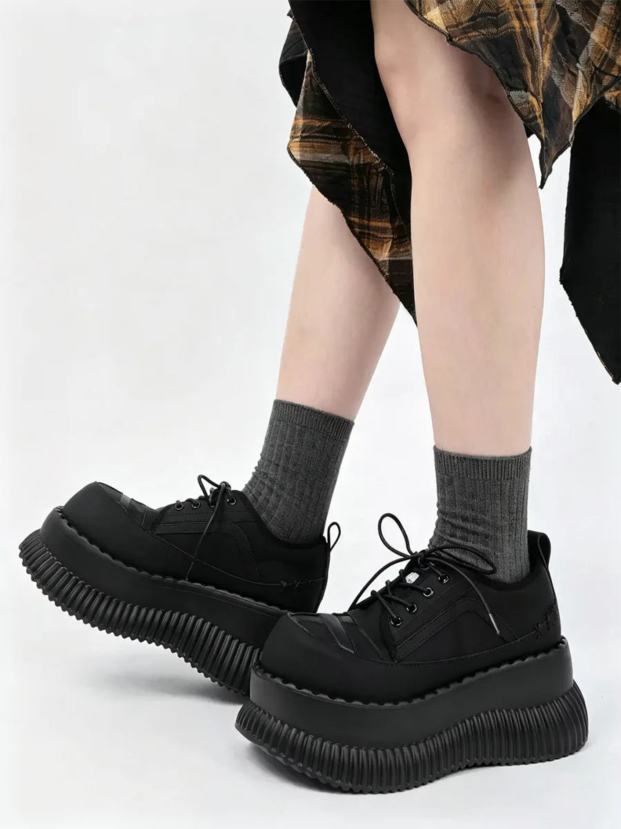 Puppet show | Cross Detail Platform Lace-Up Shoes - 3