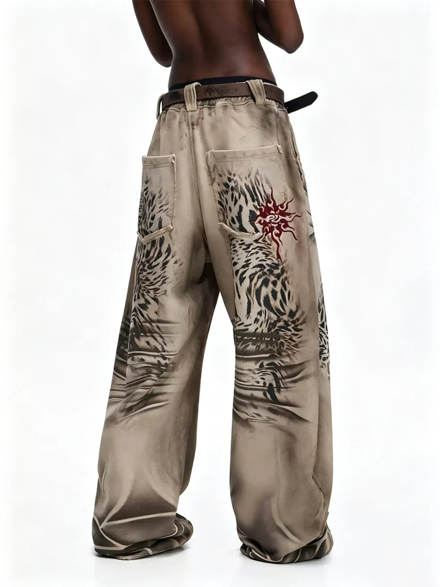 PERSONSOUL | Distressed Tiger Stripe Print Sweatpants - 4