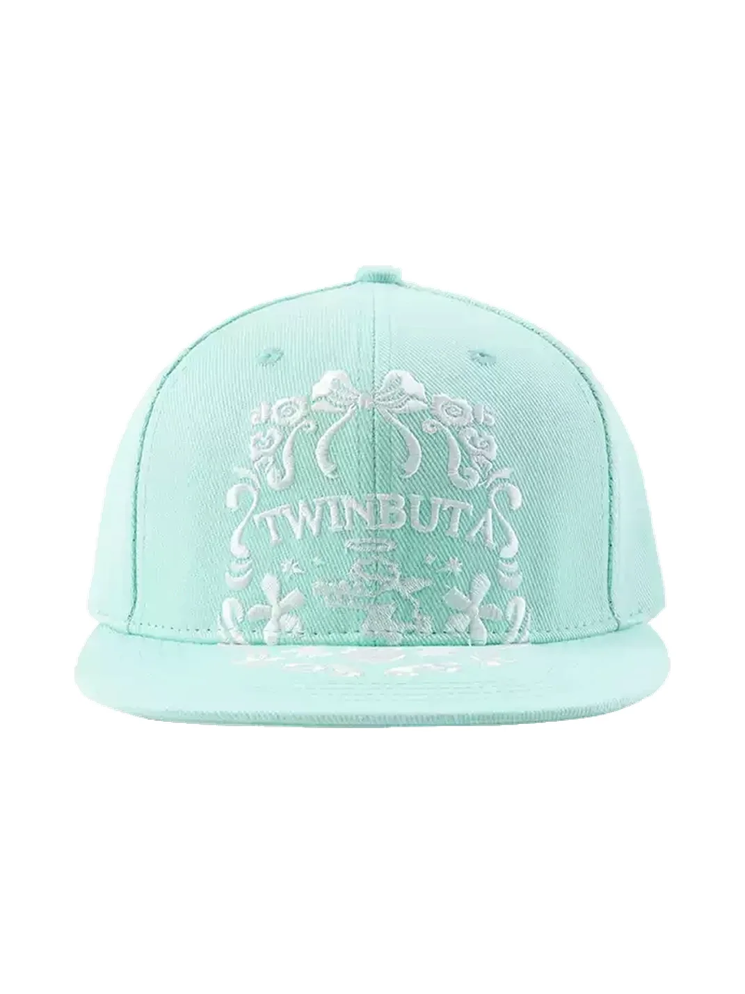 TWINBUTA | Embroidered Mint Blue Flat Brim Baseball Cap