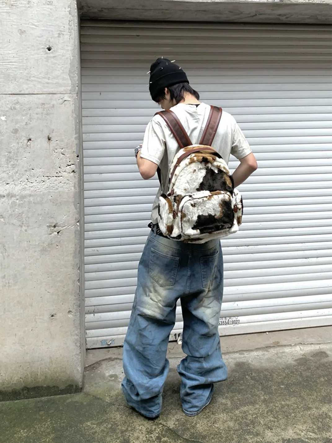 SevenJss | Large Plush Cow Print Backpack