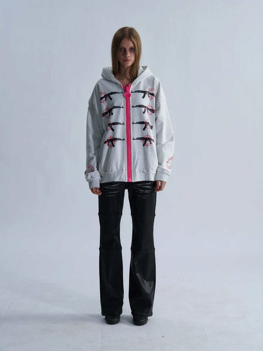 PAIKI | Punk Gun Graphic Zip-Up Hoodie
