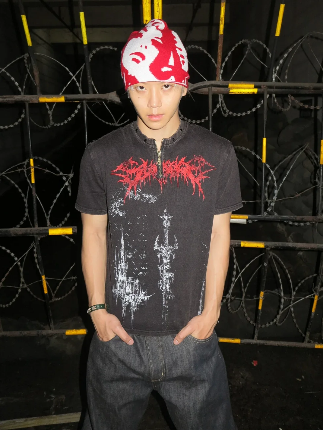 Dream Band | Gothic Punk Half-Zip Graphic T-Shirt