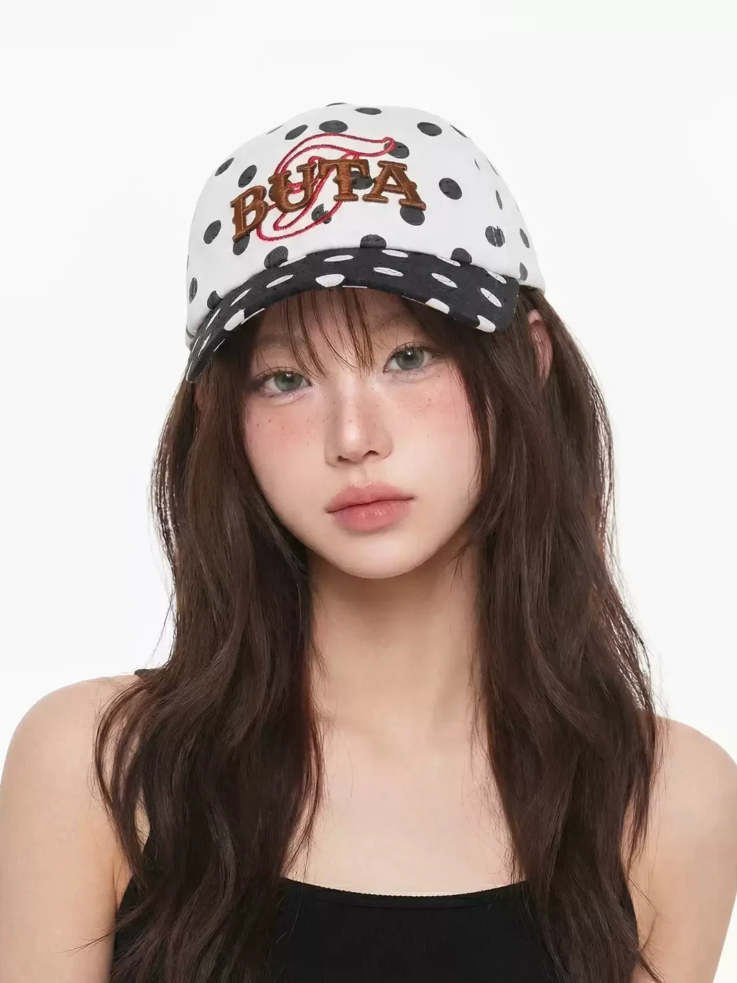 TWINBUTA | Polka Dot Contrast Embroidered Baseball Cap