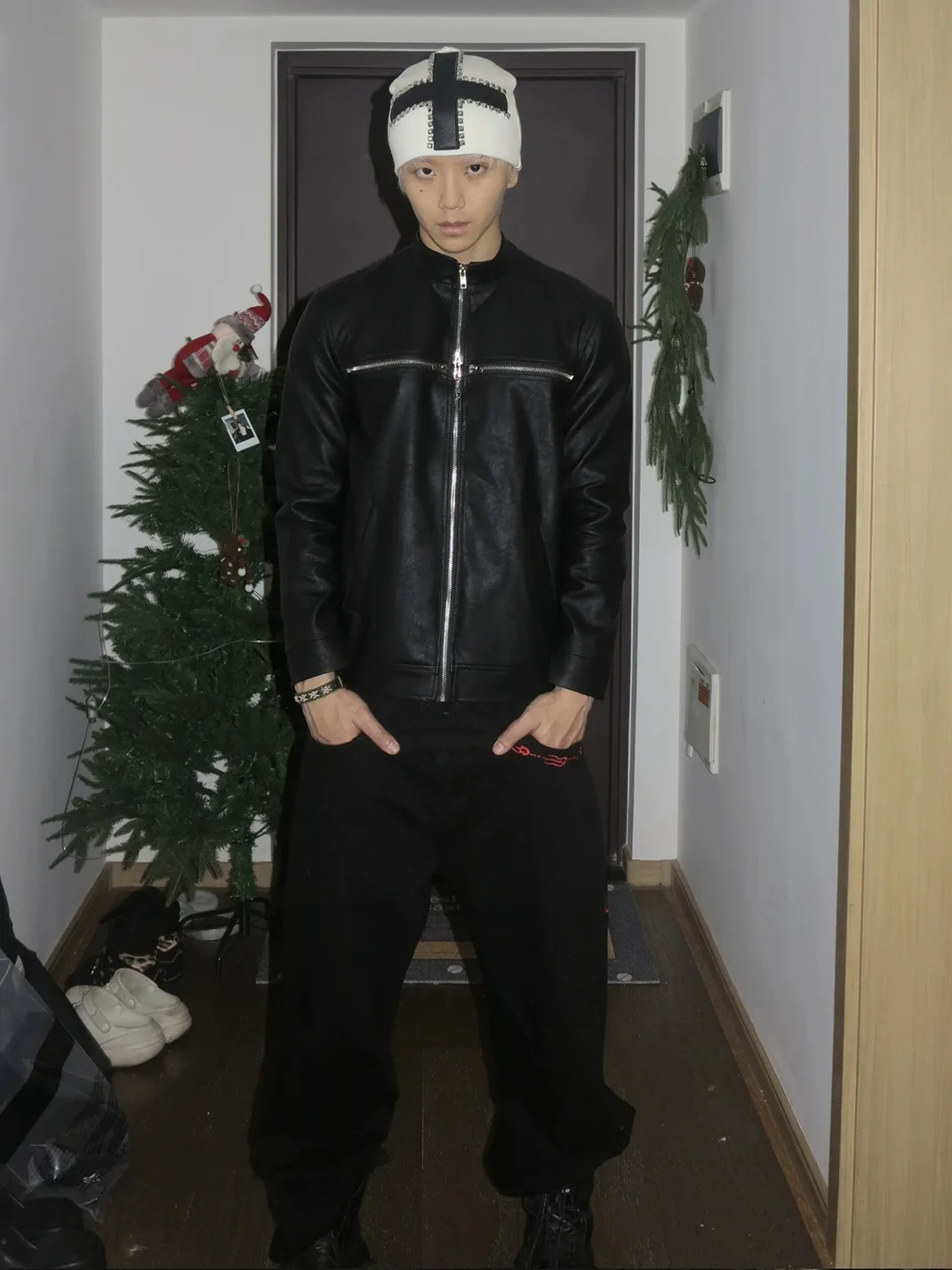 Dream Band | Slim Fit Stand Collar PU Leather Jacket