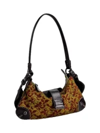 SpicyCapSoul | Patterned Knit Leather Crescent Shoulder Bag