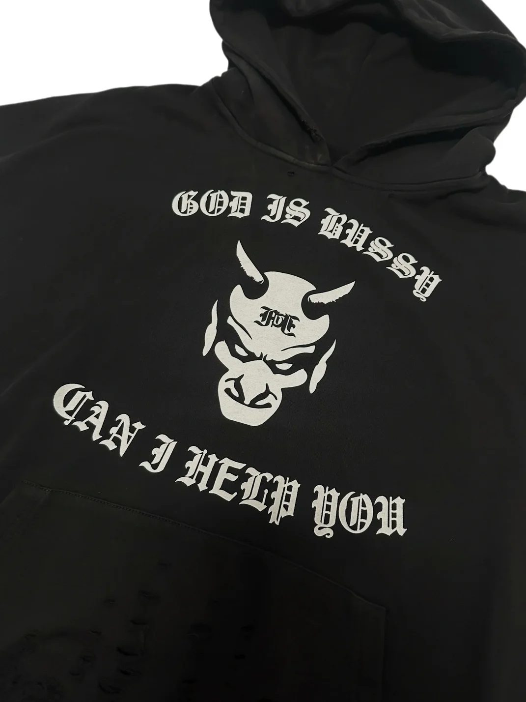 FromTheErebus | Distressed Sleeveless Demon Graphic Hoodie