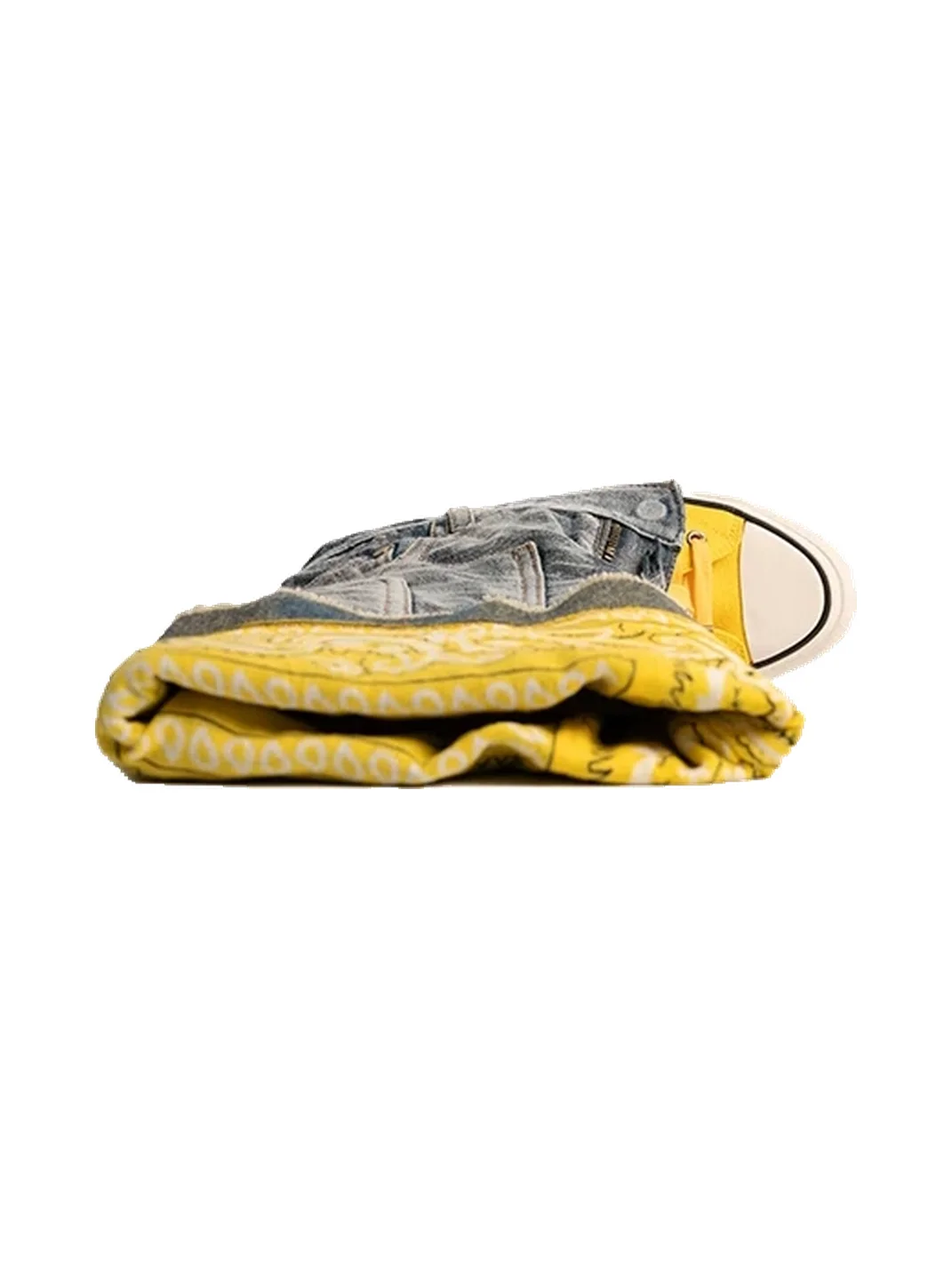 ZHUDAGE | Colorblock Denim Canvas Tall Boots