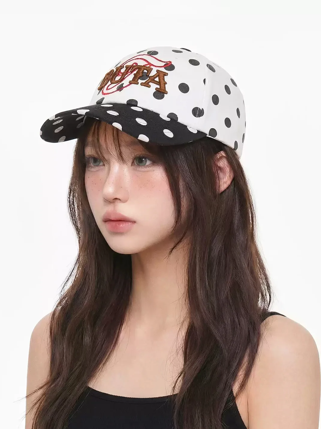 TWINBUTA | Polka Dot Contrast Embroidered Baseball Cap