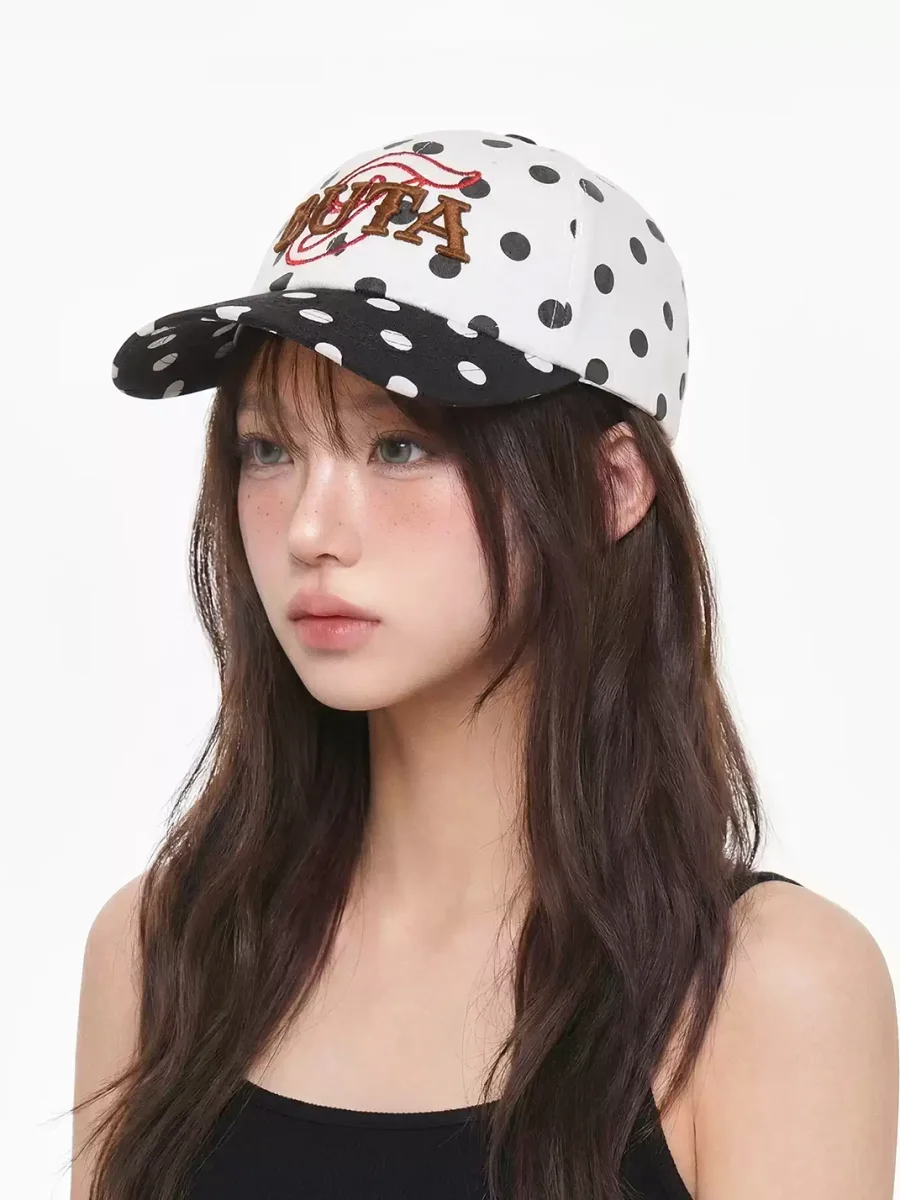 TWINBUTA | Polka Dot Contrast Embroidered Baseball Cap - 3