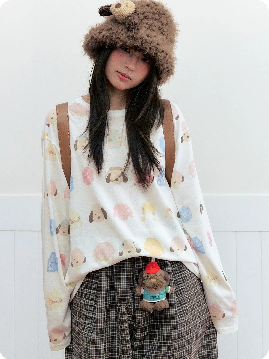 OhTODOG | Loose Dog Print Long Sleeve T-Shirt
