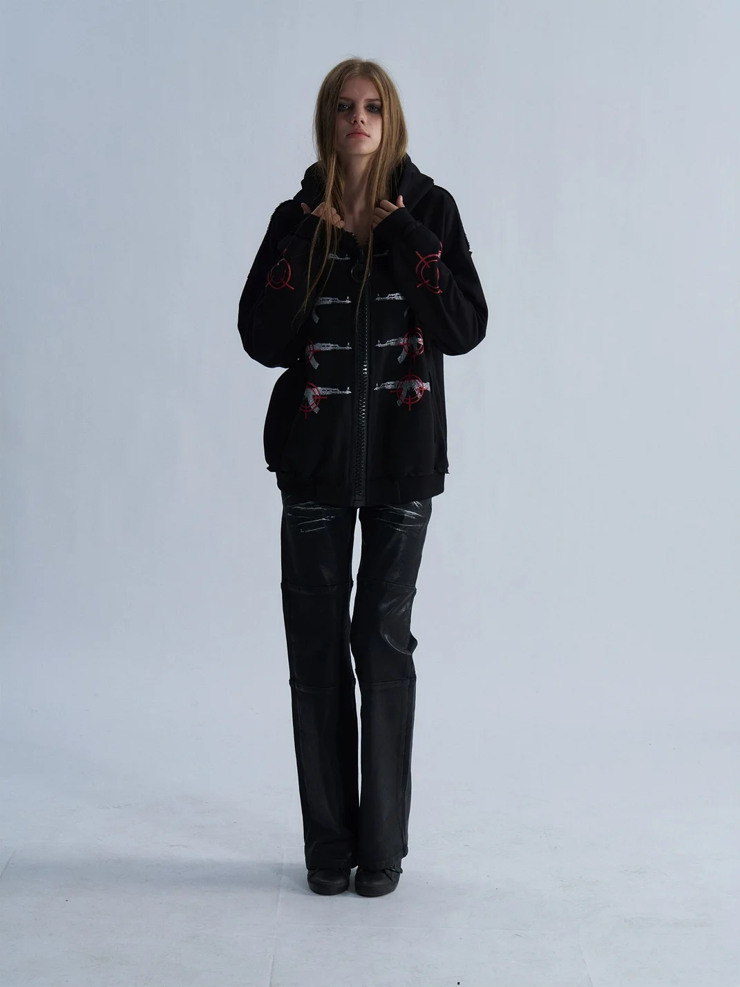 PAIKI | Punk Gun Graphic Zip-Up Hoodie