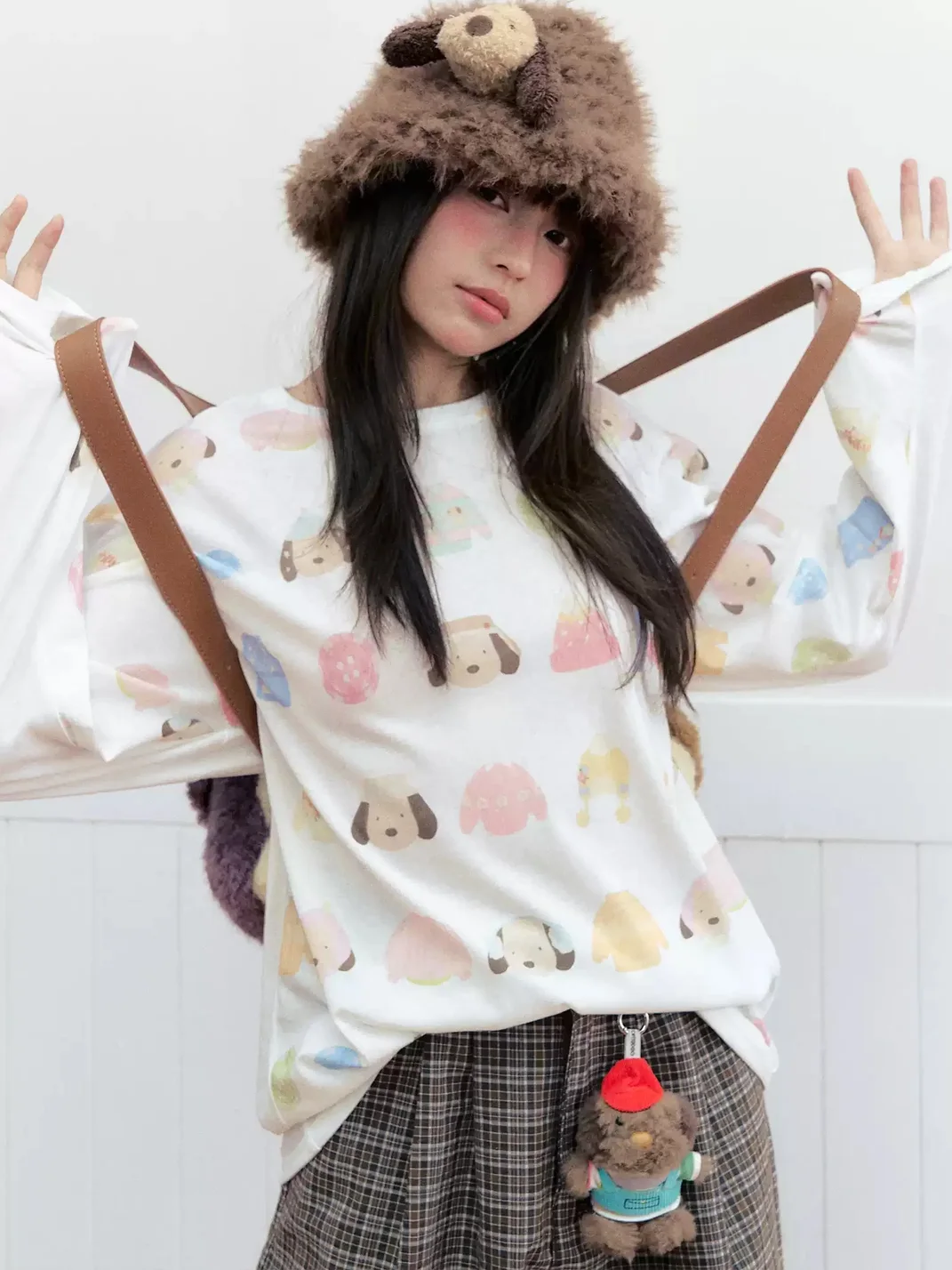 OhTODOG | Loose Dog Print Long Sleeve T-Shirt