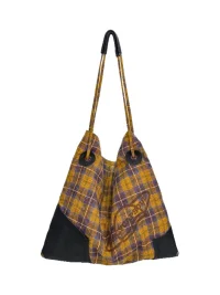 SpicyCapSoul | Plaid Leather Trim Crossbody Tote Bag