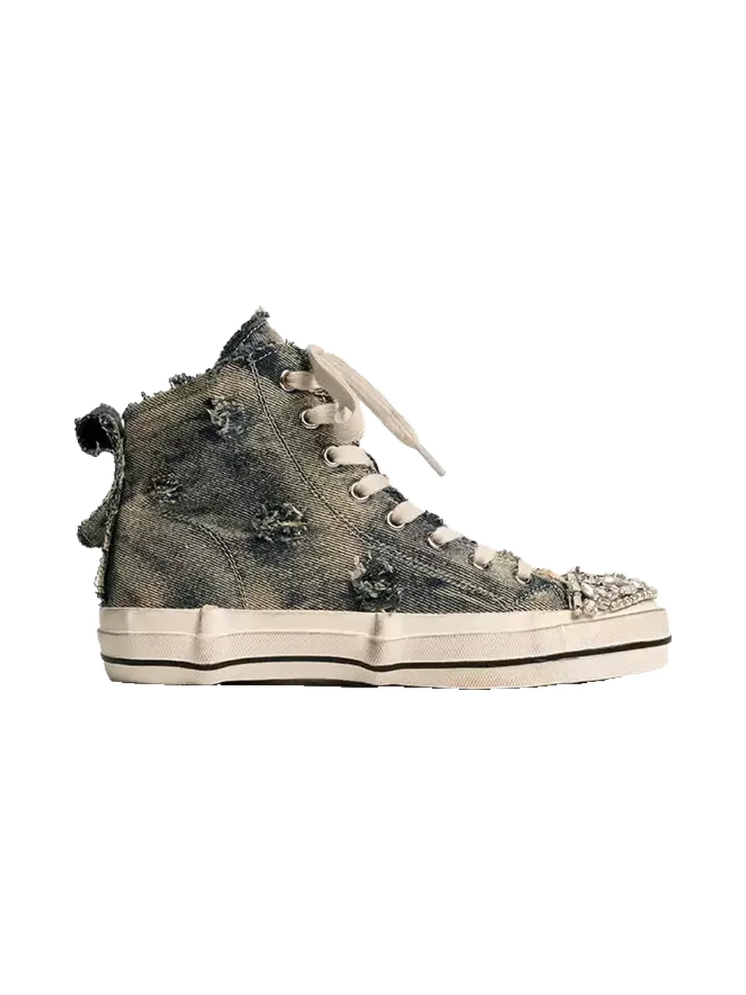 ZHUDAGE | Washed Canvas High-Top Lace-Up Sneakers