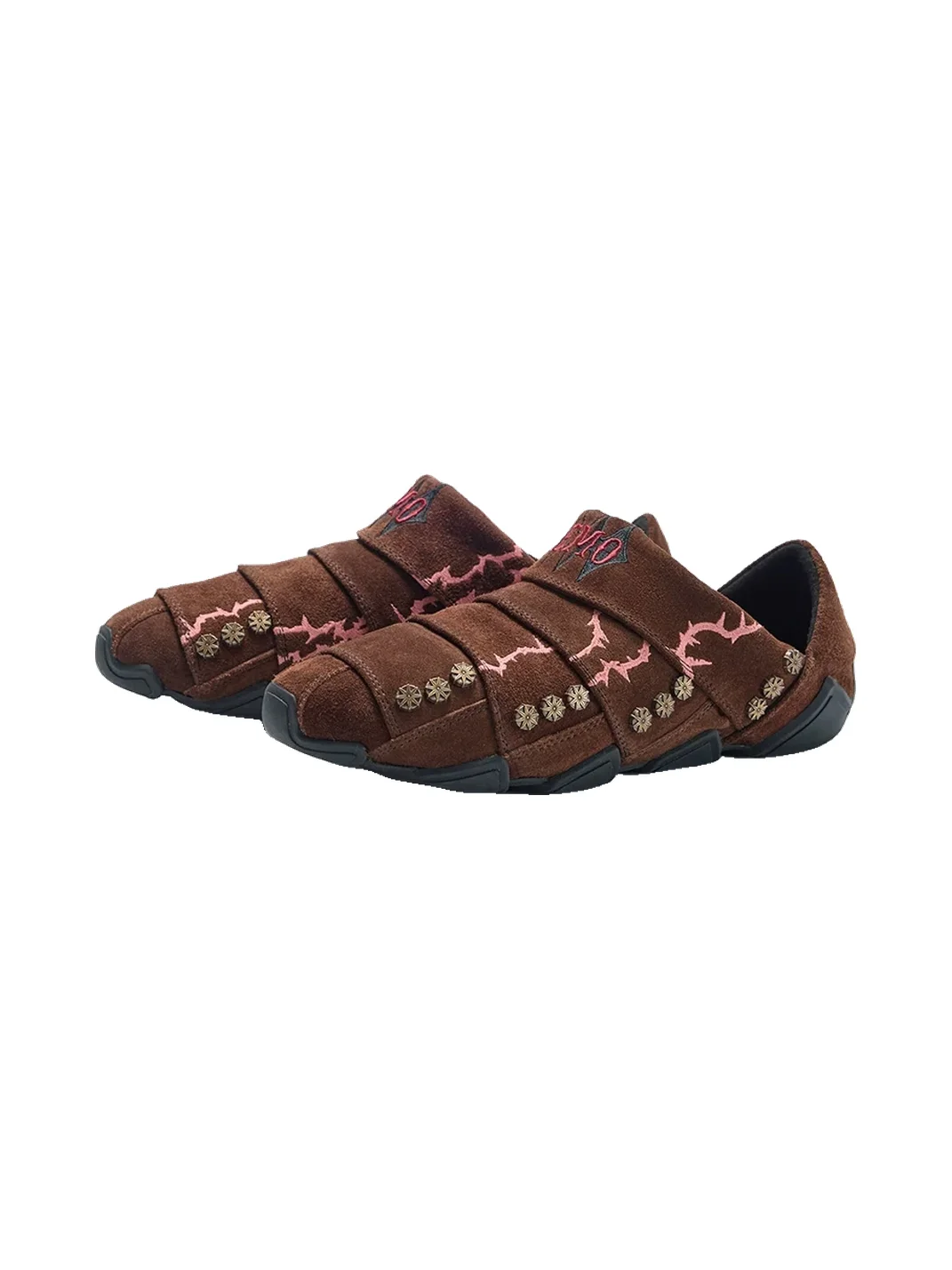 EMOBROTHER | Vintage Layered Suede Embroidered Mules
