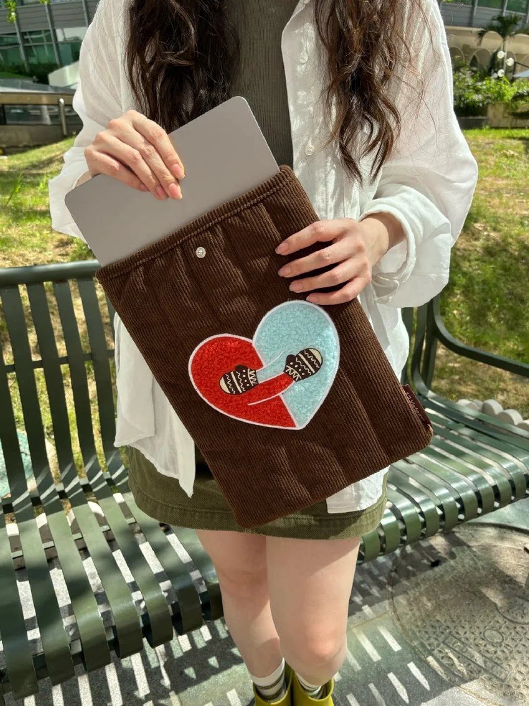 12Yotems | Corduroy Heart Applique Laptop Sleeve