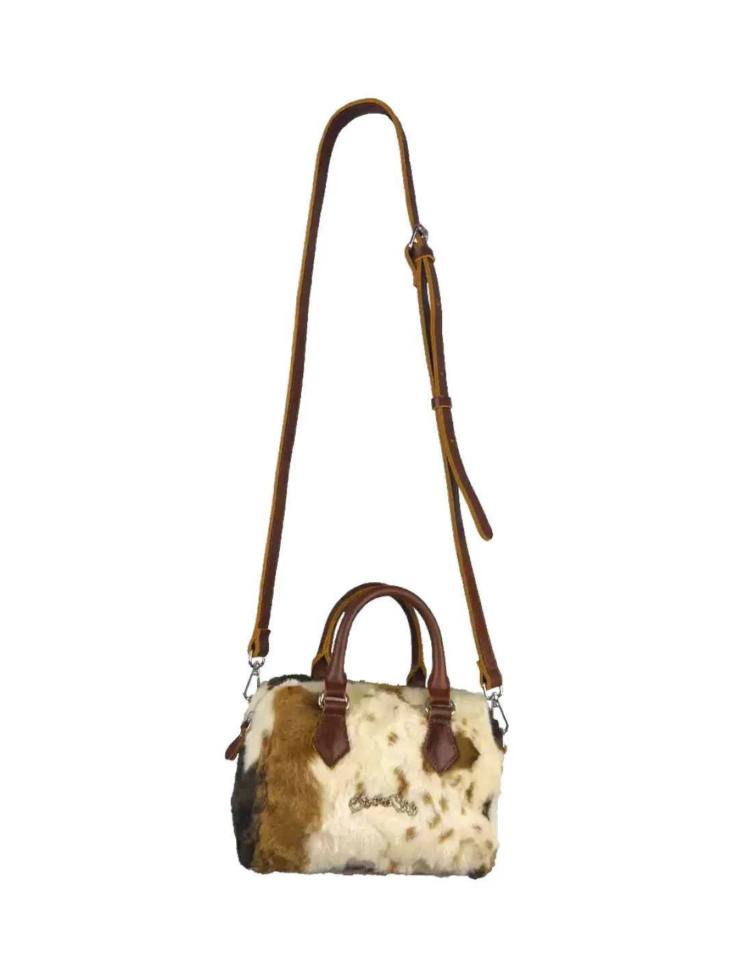 SevenJss | Cow Print Plush Bucket Crossbody Handbag