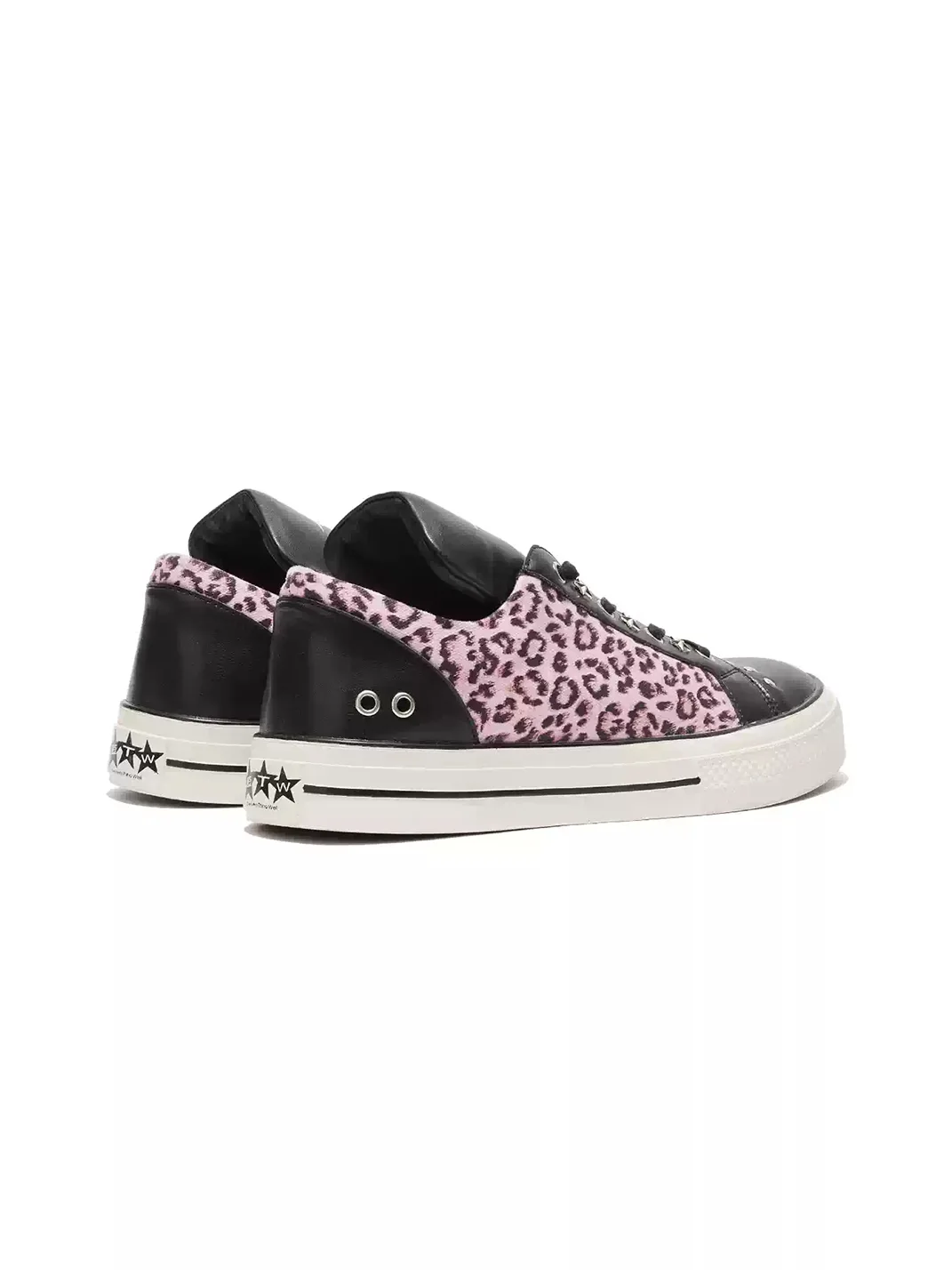DETW | Leopard Panel Studded Platform Canvas Sneakers