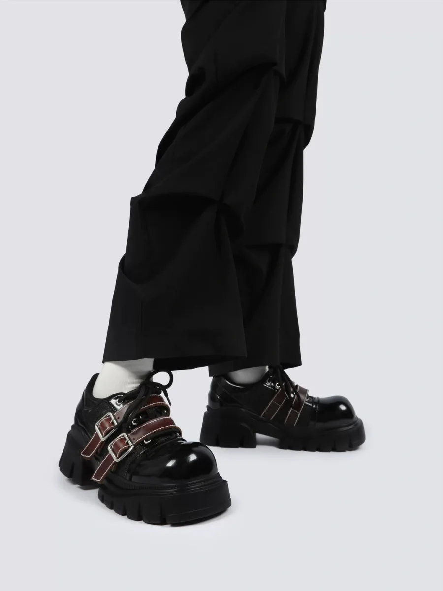 Enqo | Retro Buckled Platform Shoes - 3
