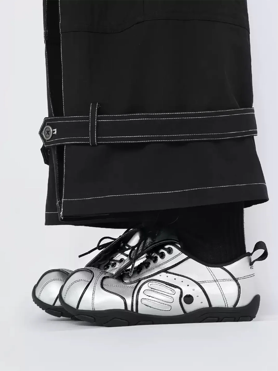 Enqo | Silver Retro Flap Casual Sneakers