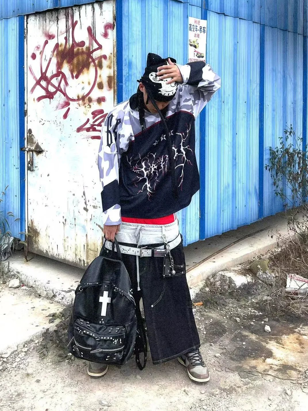 FromTheErebus | Sanskrit Print Camouflage Long Sleeve Hockey Jersey
