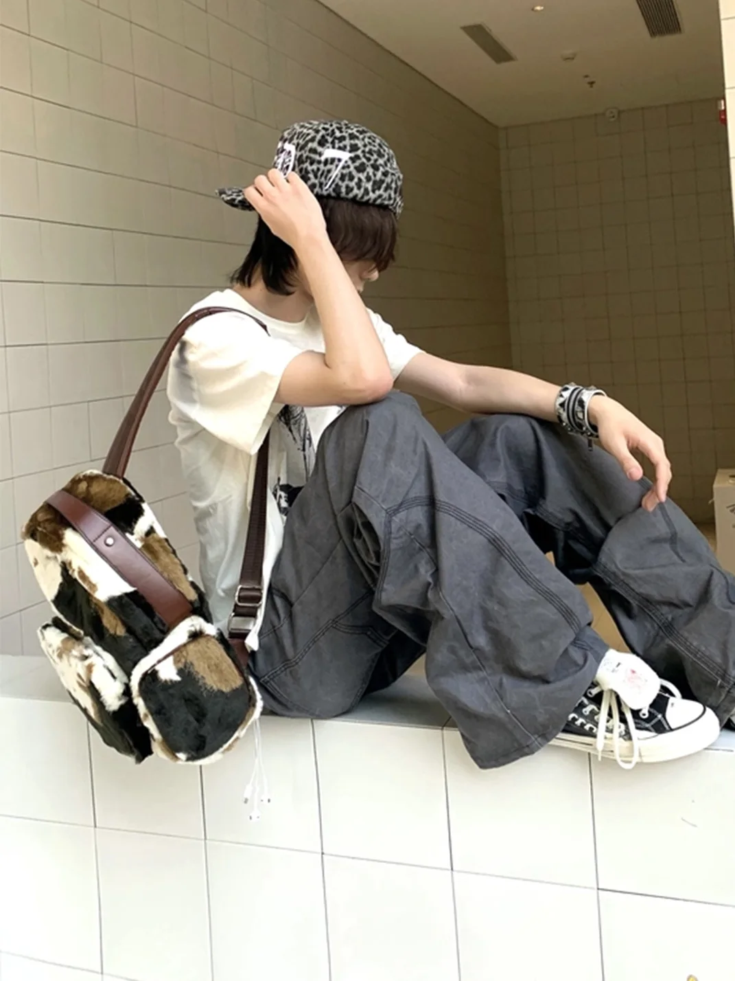 SevenJss | Large Plush Cow Print Backpack