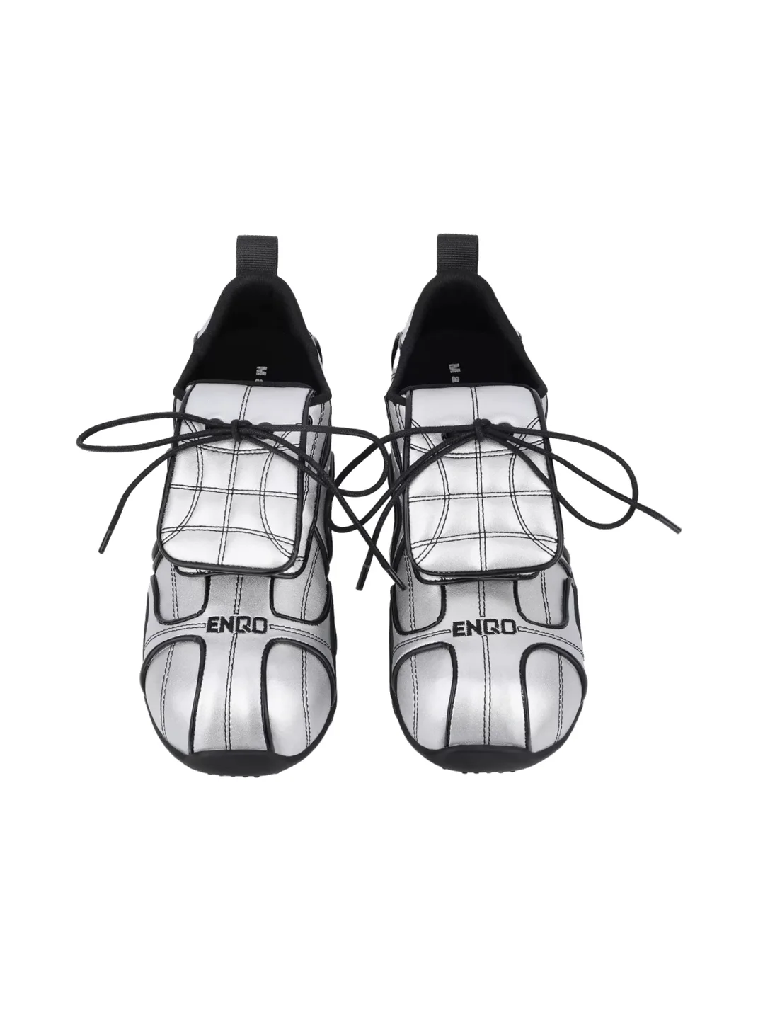 Enqo | Silver Retro Flap Casual Sneakers