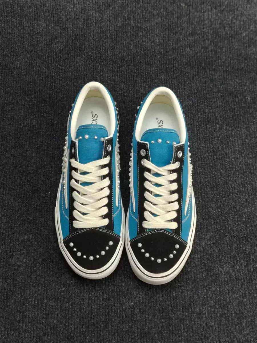 ZDZZFT | Pearl Studded Lightning Canvas Sneakers - 2
