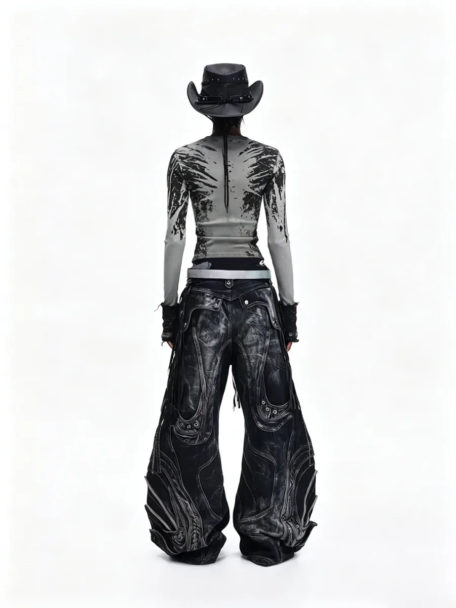 PERSONSOUL | Alien Distressed Wide-Leg Flare Jeans - 3
