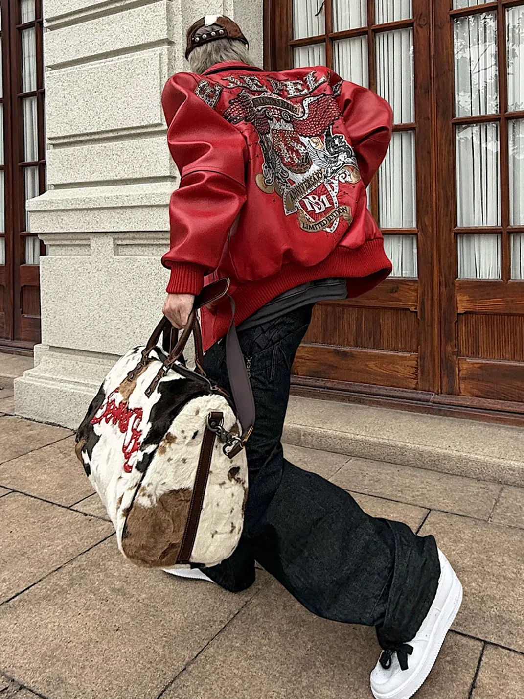 SevenJss | Large Cow Print Travel Duffel Bag