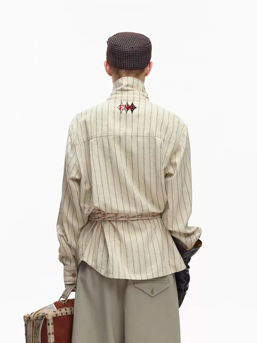 EMOBROTHER | Deconstructed Napoleon Stand Collar Striped Shirt
