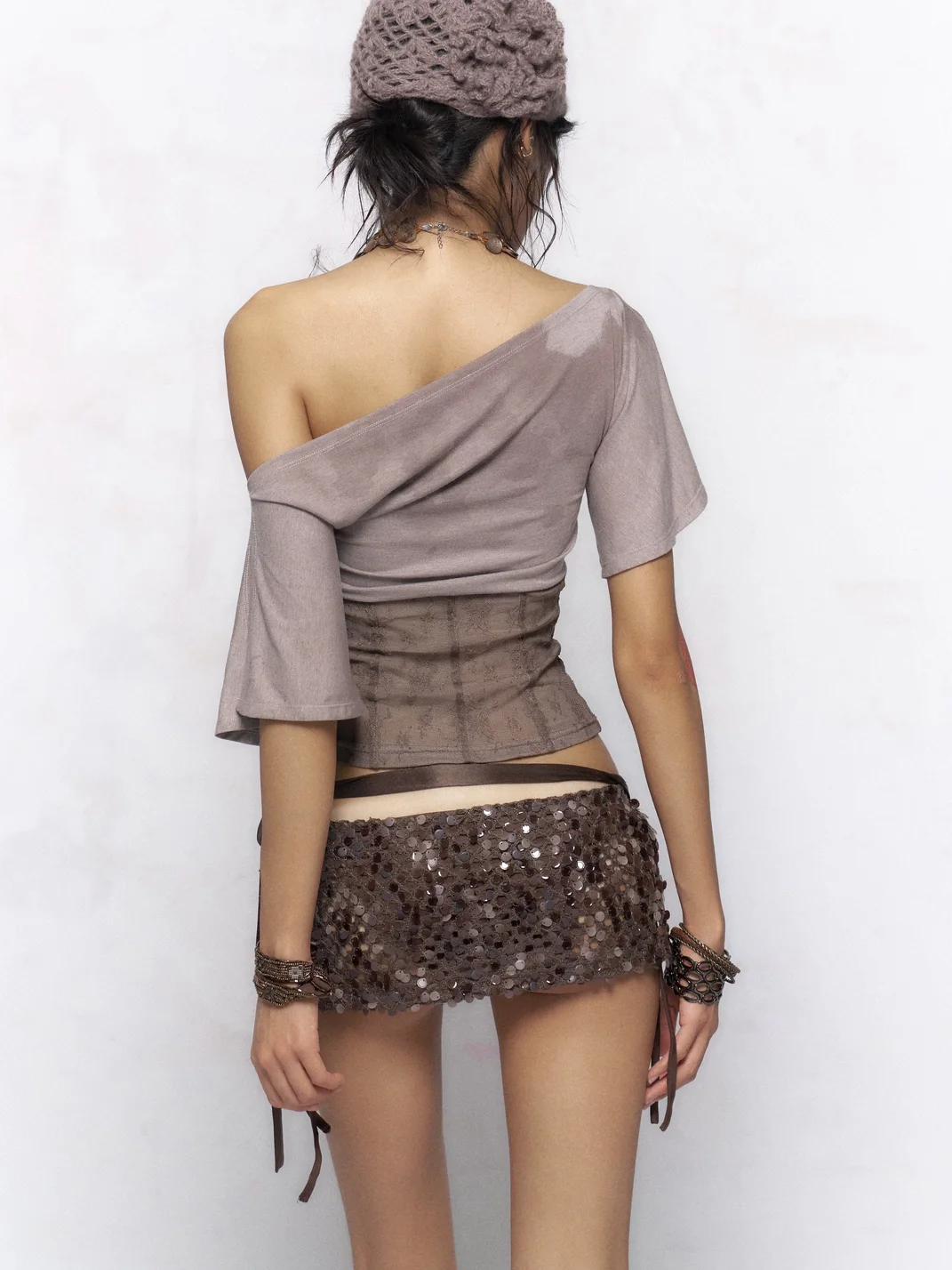 Flowers birds Market | Sequin Mini Skirt And Denim Shorts Set