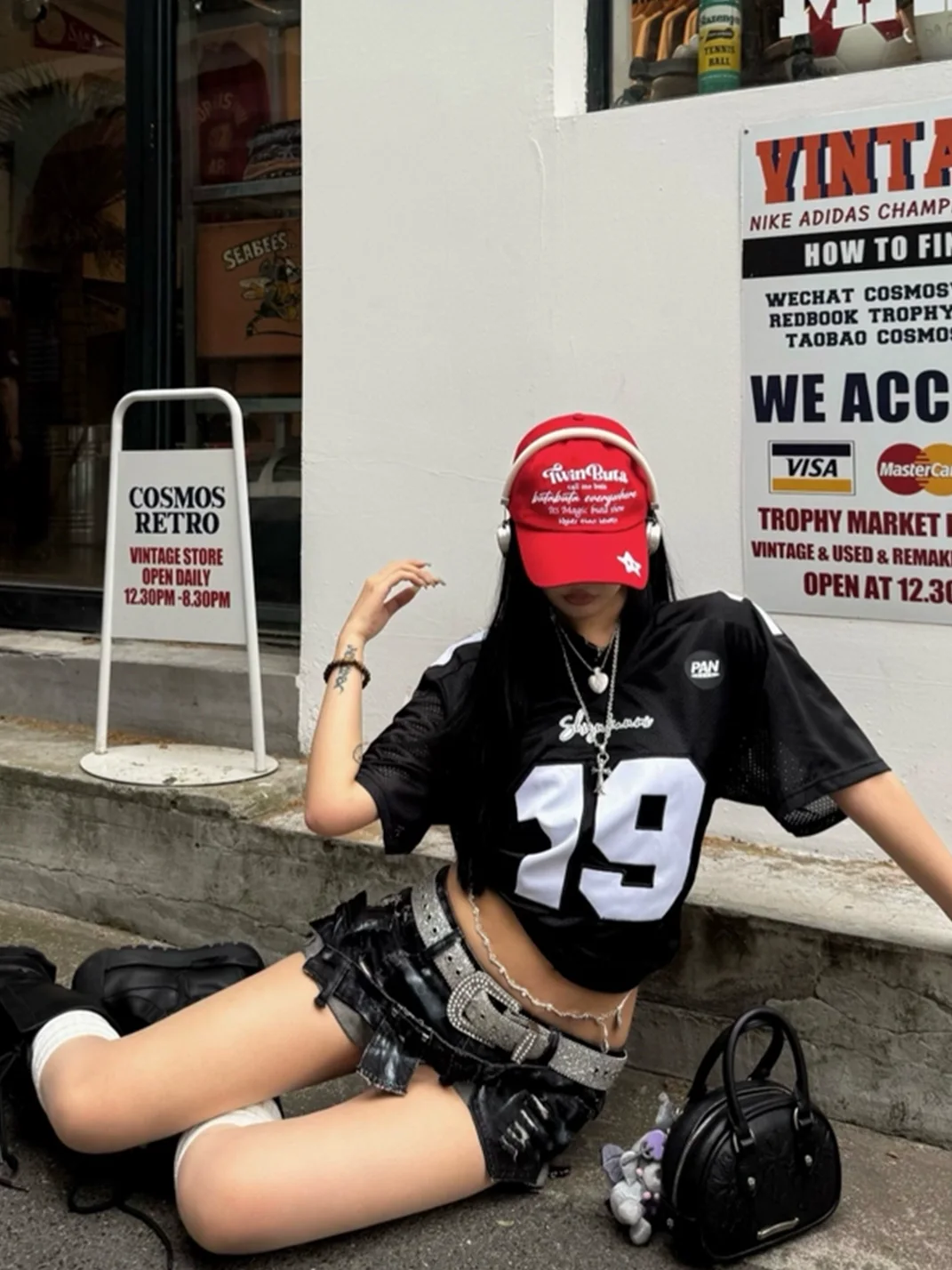 TWINBUTA | Contrast Embroidered Slogan Baseball Cap