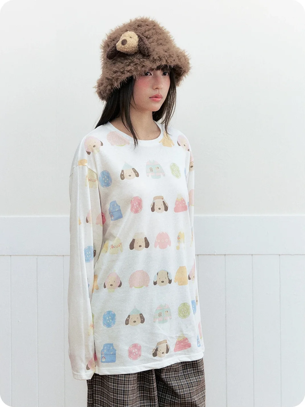 OhTODOG | Loose Dog Print Long Sleeve T-Shirt