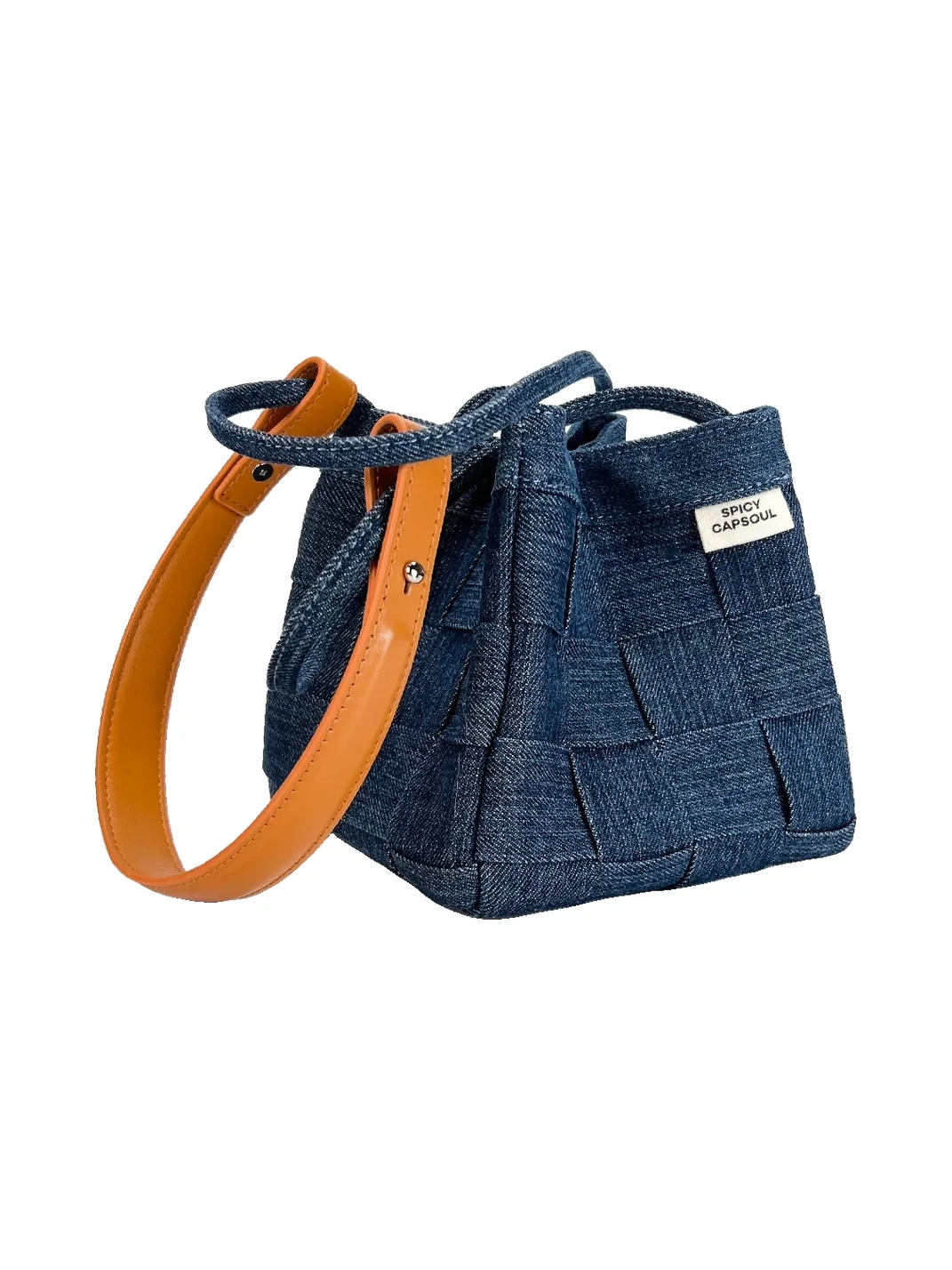 SpicyCapSoul | Handwoven Denim Leather Basket Shoulder Bag