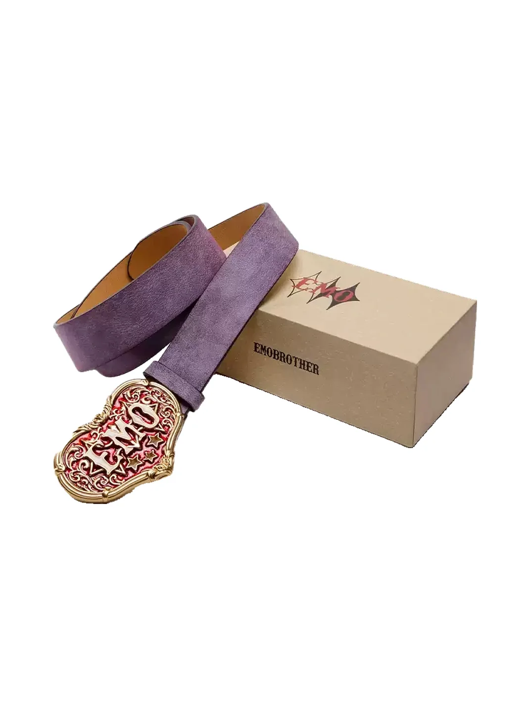 EMOBROTHER | Heart Buckle Textured Cowhide Belt