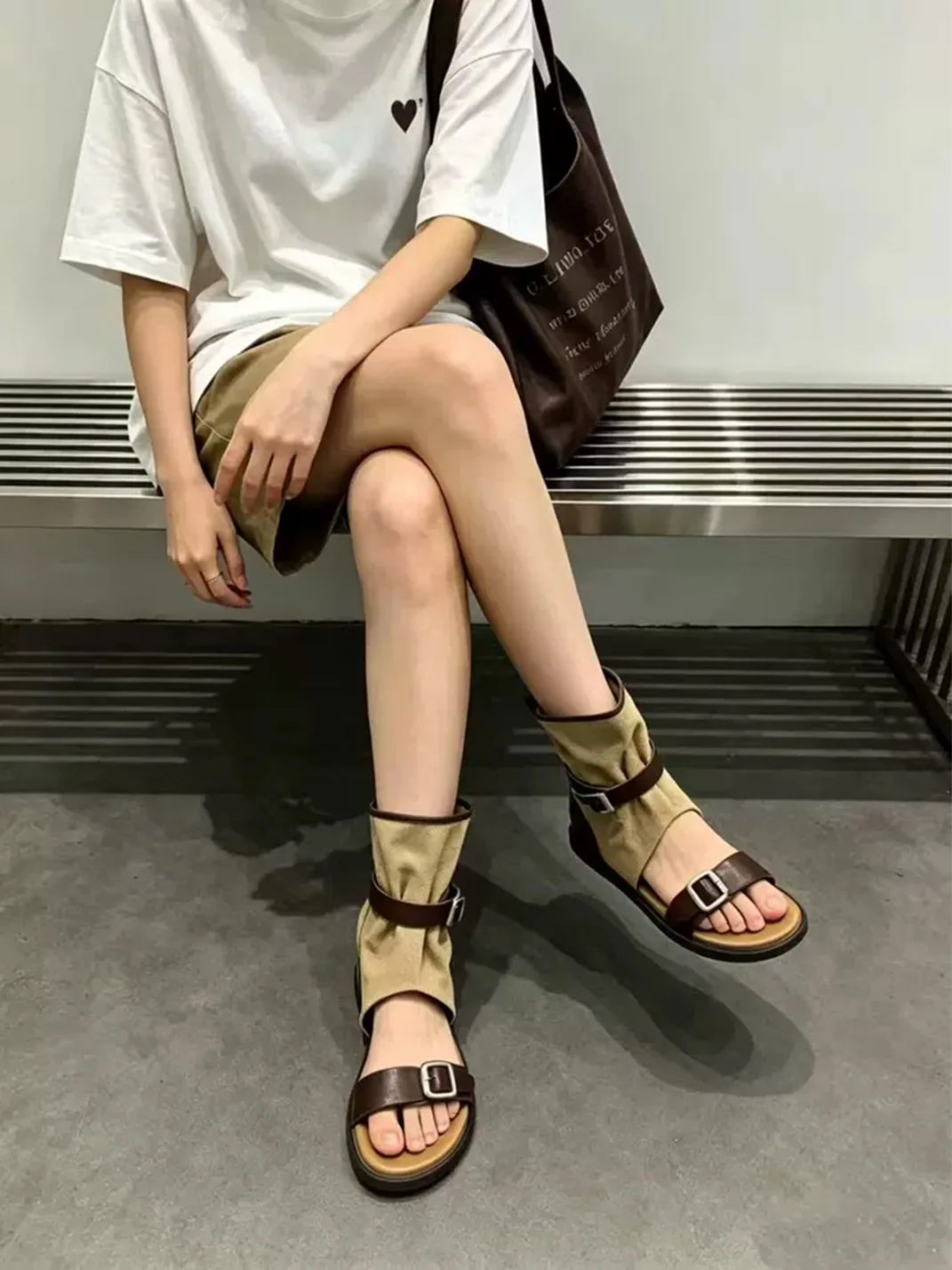 ZHUDAGE | Retro Open-Toe Slouch Sandal Boots