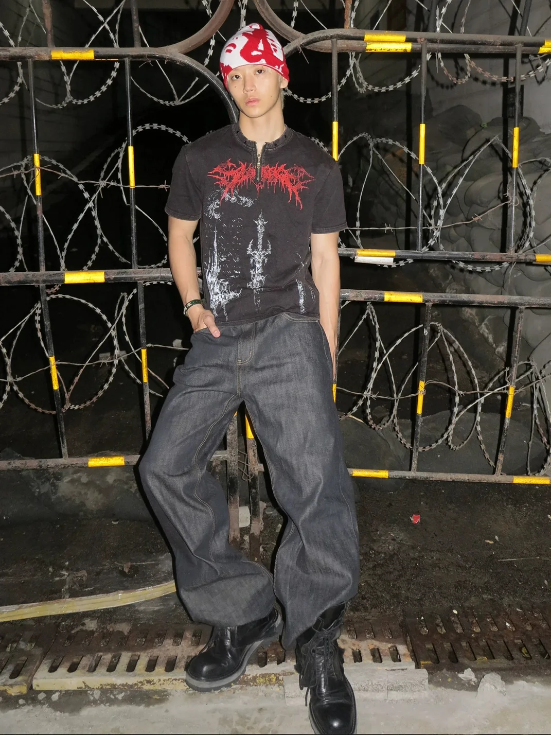 Dream Band | Gothic Punk Half-Zip Graphic T-Shirt