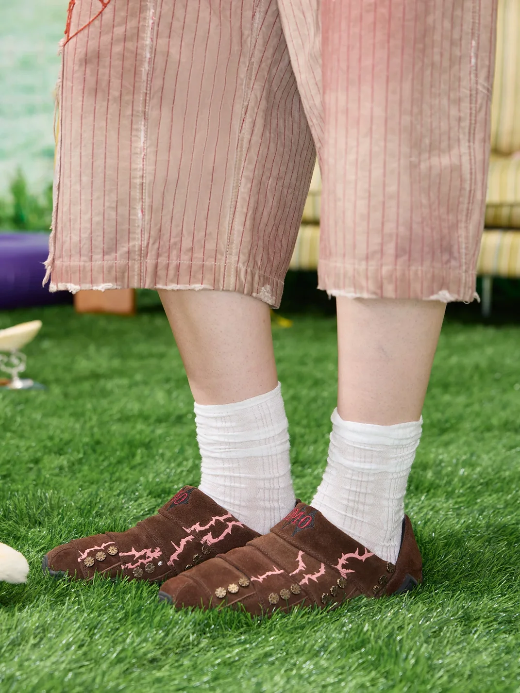 EMOBROTHER | Vintage Layered Suede Embroidered Mules