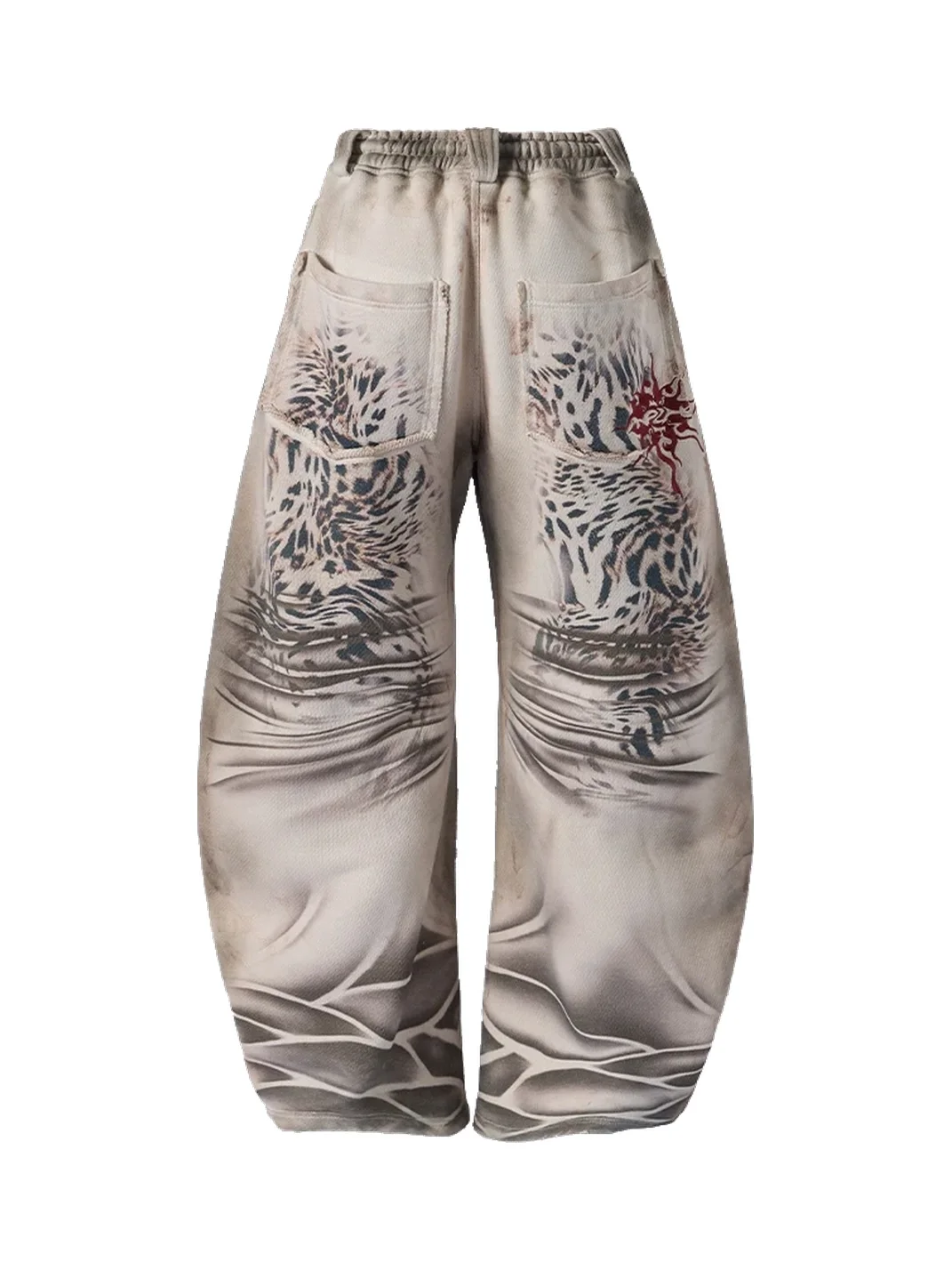 PERSONSOUL | Distressed Tiger Stripe Print Sweatpants