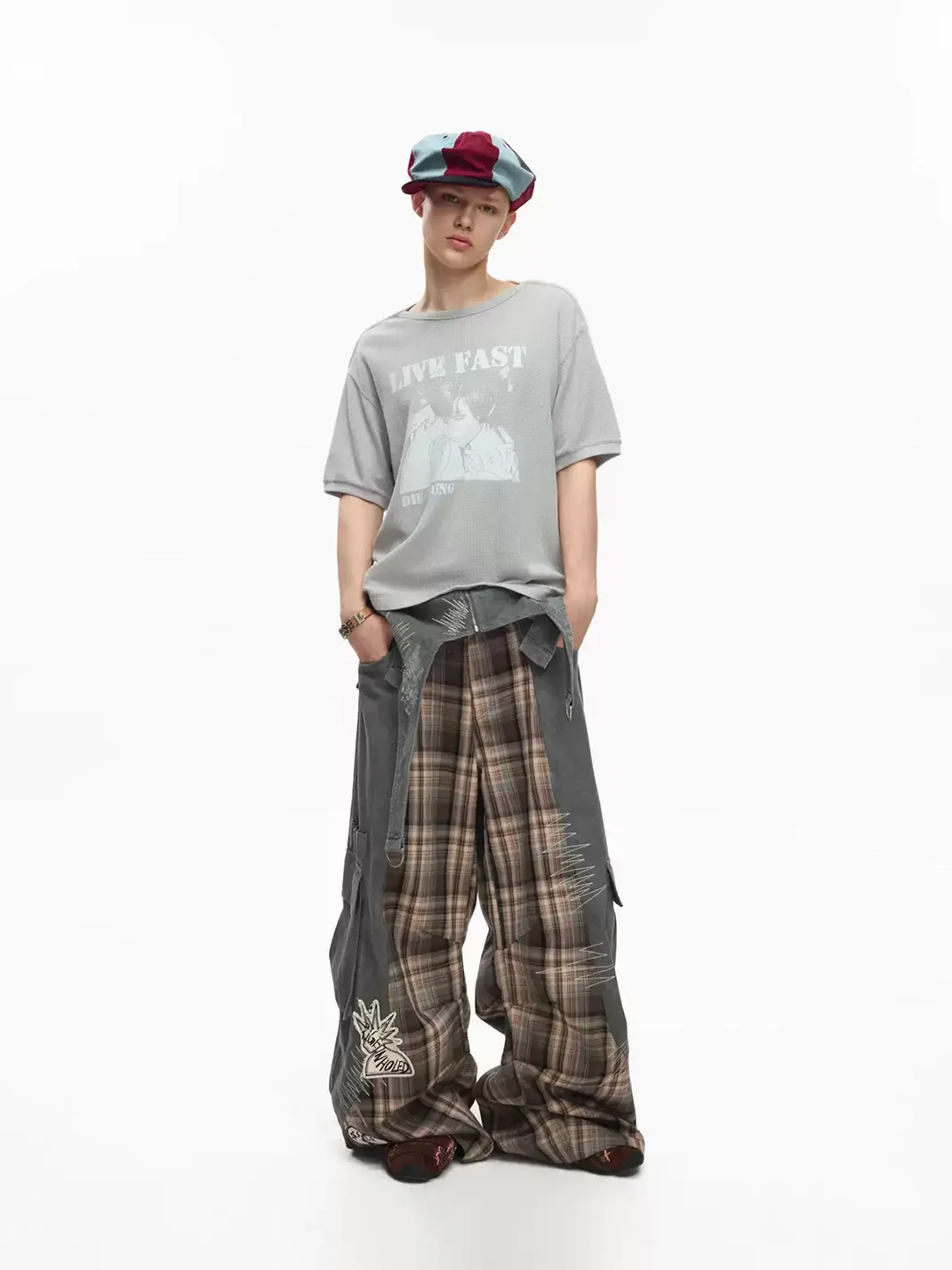 EMOBROTHER | Cropped Wide Waffle Graphic T-Shirt