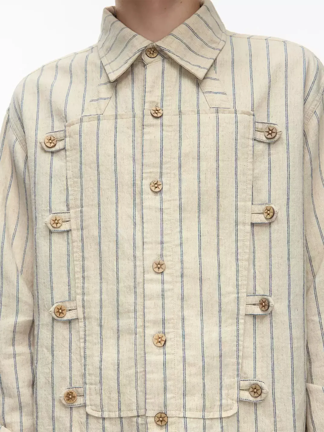 EMOBROTHER | Deconstructed Napoleon Stand Collar Striped Shirt
