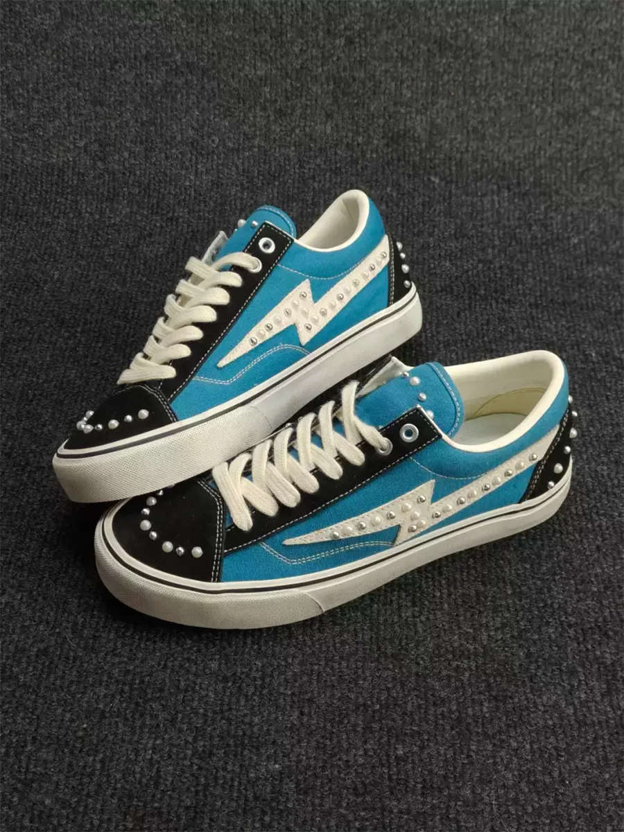 ZDZZFT | Pearl Studded Lightning Canvas Sneakers - 3